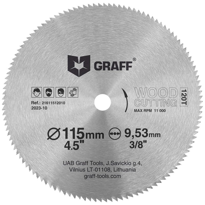 GRAFF 4-1/2 Inch Circular Saw Blade for Wood, Plywood, Laminate, Drywall, Plastic – 120T Wood Cutting Circular Saw Blade with 3/8 Inch Arbor from - Image 1